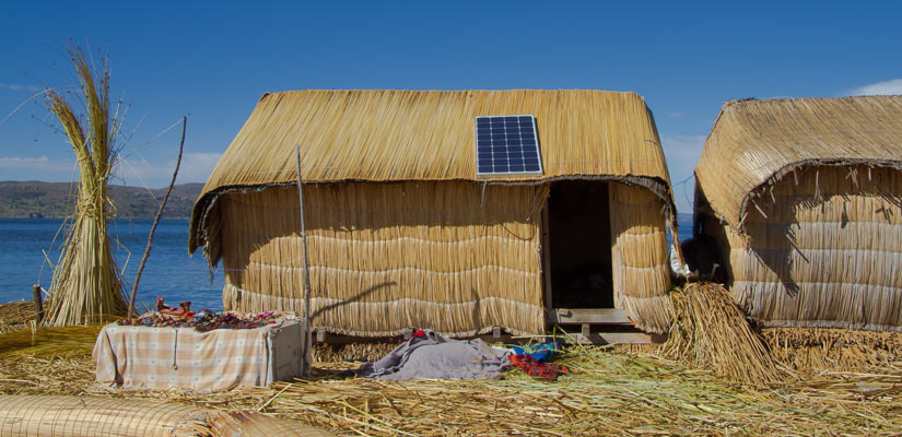typical house of totora in uros islands