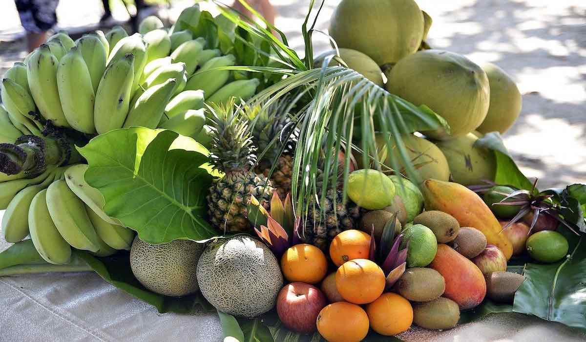 Variety of exotic fruits of South America