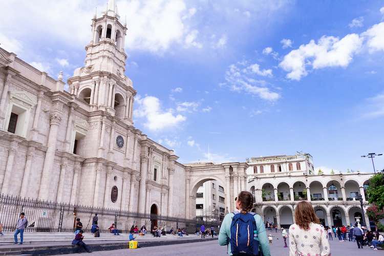 Cathedral in the Plaza de Armas of Arequipa