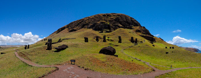 Panoramic view of the moais on Easter Island