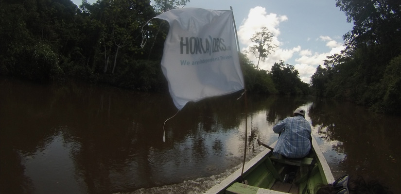 flag in a boat in iquitos