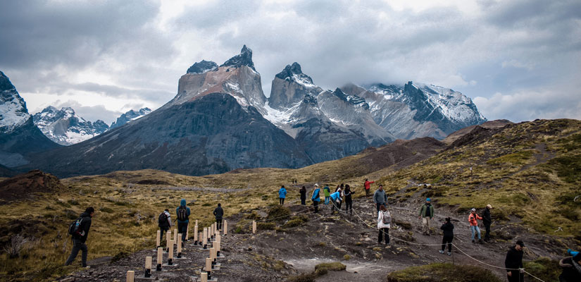Tourists enjoying in Torres del Paine