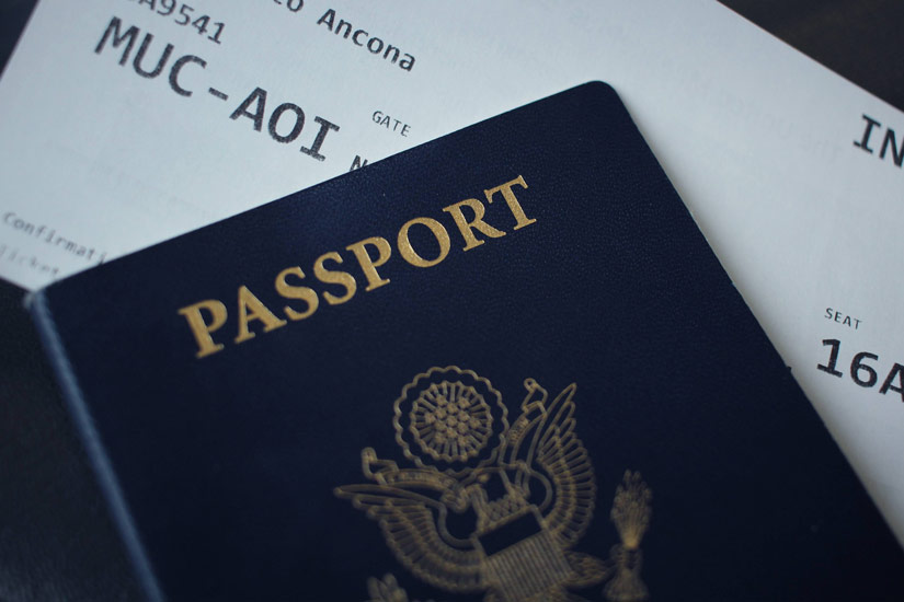 passport with a boarding pass inside