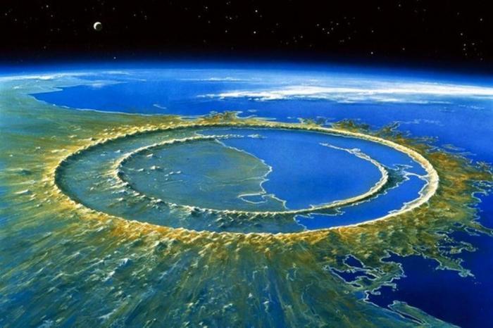 Imagen de la tierra y del impacto del meteorito que extinguió a los dinosaurios desde el Espacio