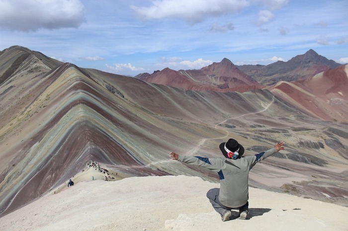 Tourist in the Vinicunca Rainbow Mountain