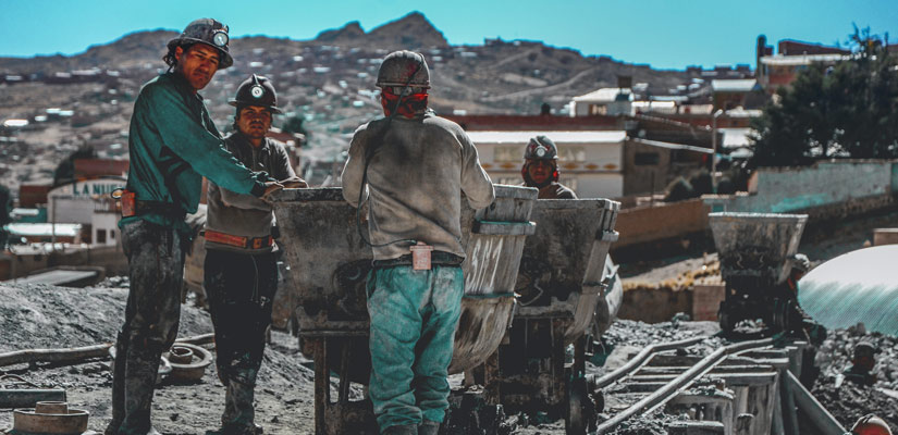 Miners in cerro rico mine in bolivia