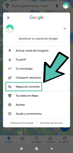 Descargar mapa sin conexion en google maps