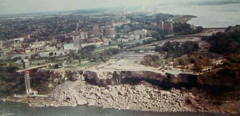 views of Niagara Falls in 1969 when it was dried up for improvement work