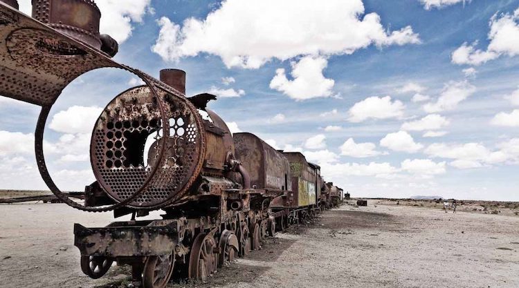 Locomotive in the Train Cemetery in Uyuni Salt Flats
