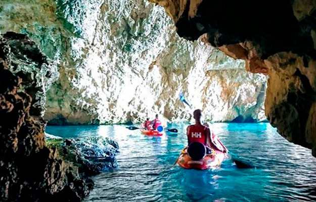 kayaking in Javea cave