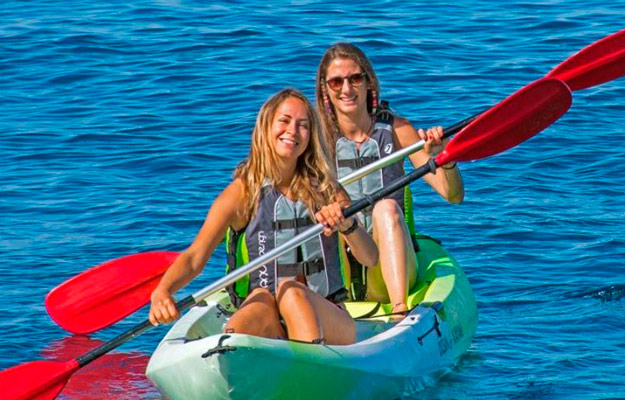 Happy kayaking partners