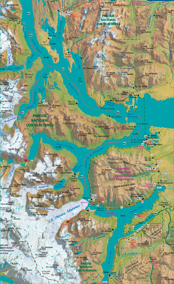 los glaciares national park map